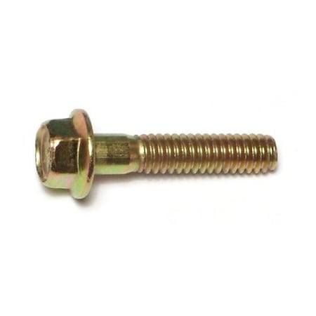 Midwest Fastener Grade 8, 1/4"-20 Flange Bolt, Zinc Plated Steel, 1-1/4 in L, 6 PK 74604